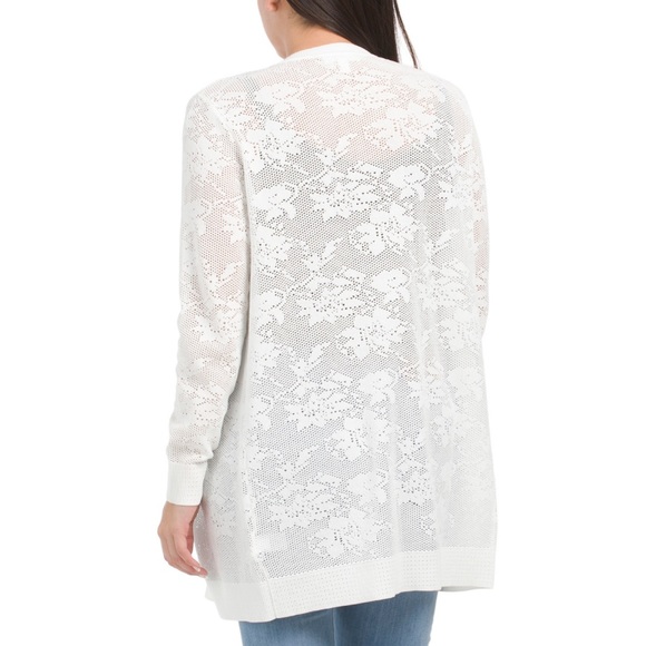 NEW RIO & RIAN Open Front Cardigan With Novelty Floral Stitch - Picture 4 of 4